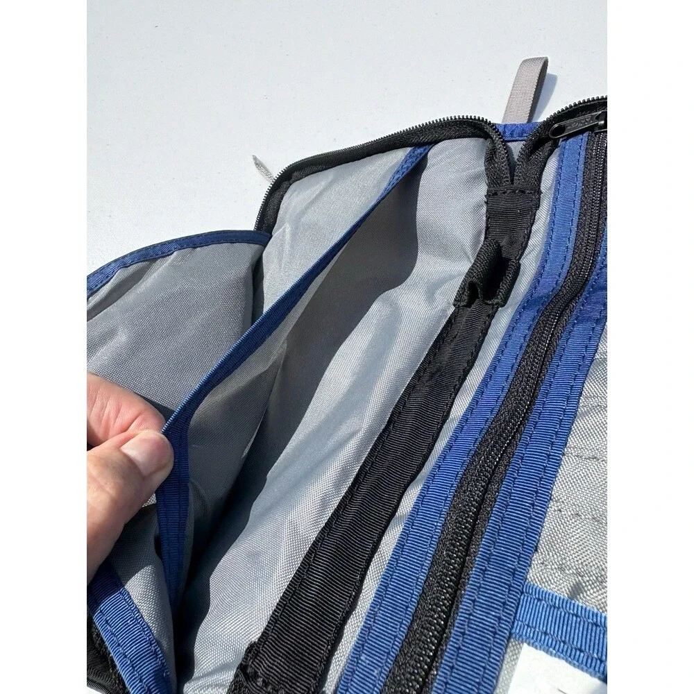 LL Bean Wallet Organizer Wristlet Blue Passport Travel Zip Around Nylon